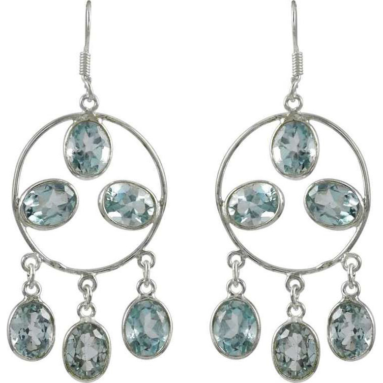 Blue Topaz Gemstone Silver Jewelry Earrings