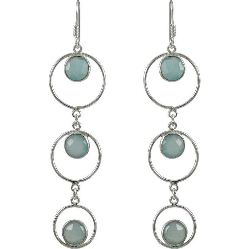 Good Looking Chalcedony Gemstone Silver Earrings Jewelry