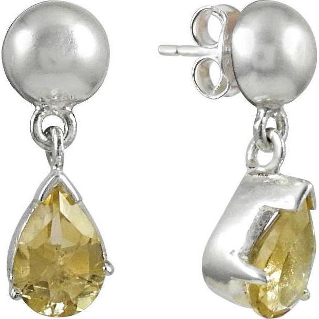 Classy Style  Citrine Gemstone Silver Jewelry Studs