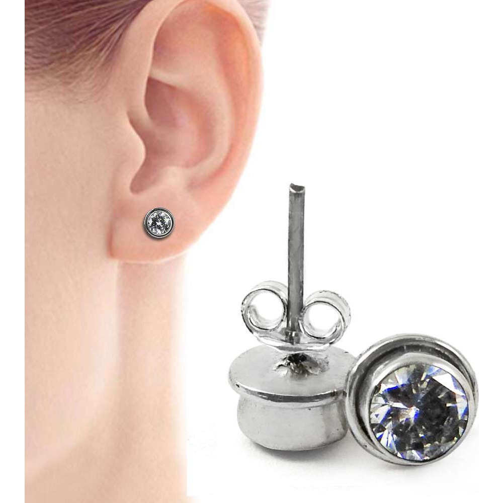 Fashion Design!! 925 Sterling Silver White CZ Studs