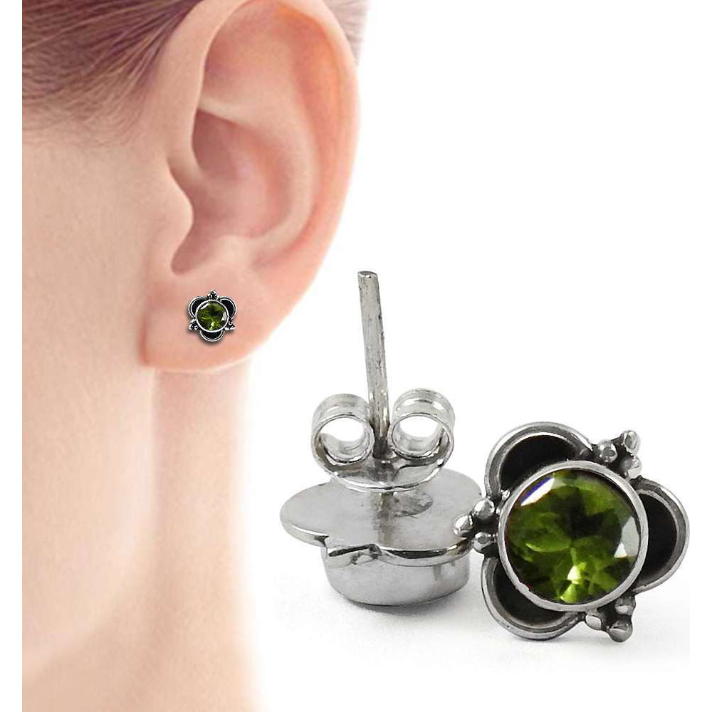 Favorite!! 925 Sterling Silver Peridot Studs