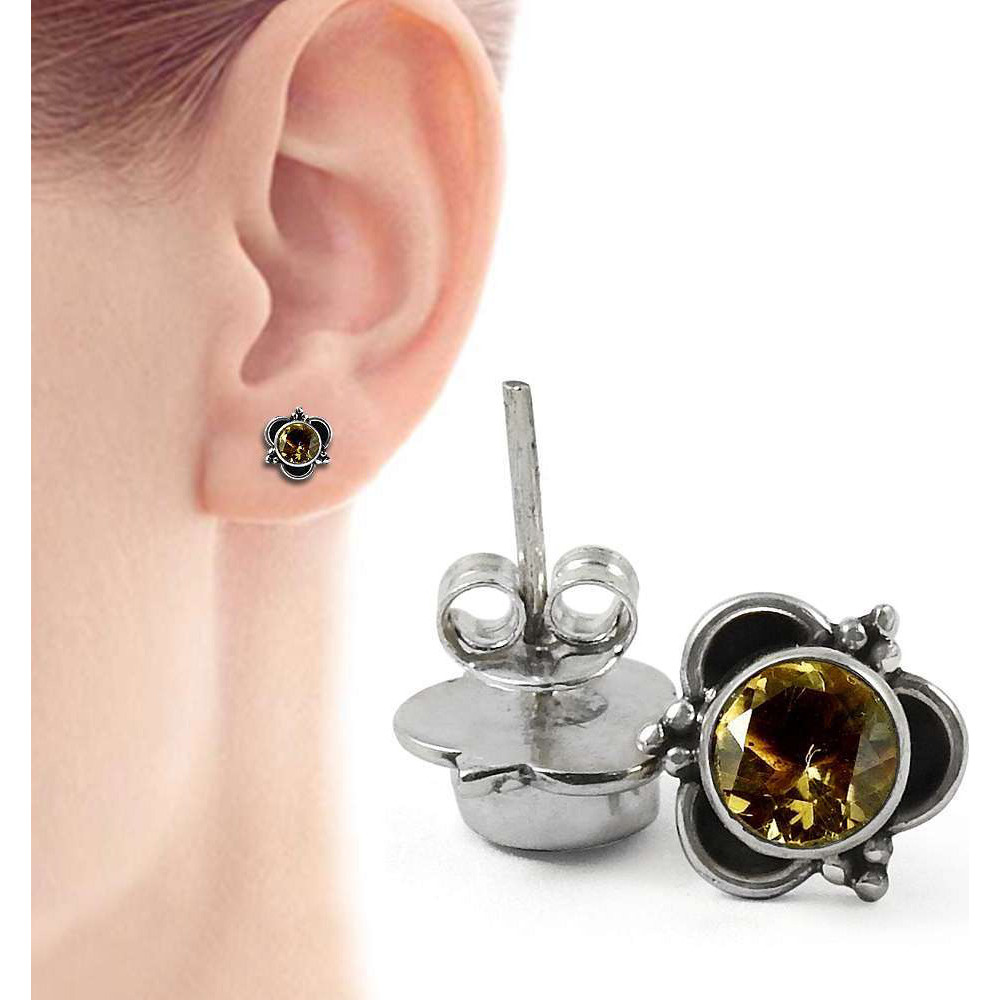 Intriguant 925 Sterling Silver Citrine Studs