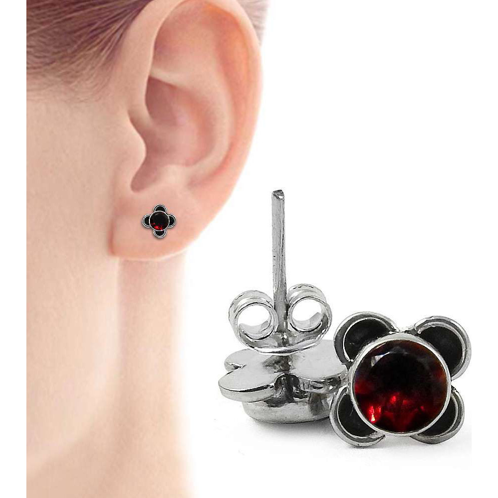 Scallywag 925 Sterling Silver Garnet Studs