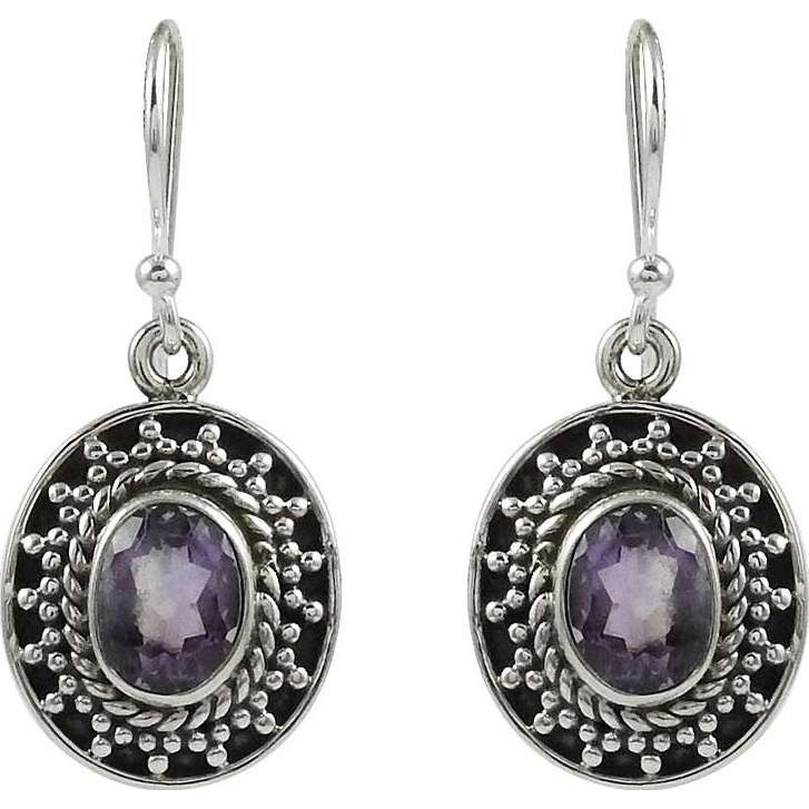 Big Fabulous 925 Sterling Silver Amethyst Earrings