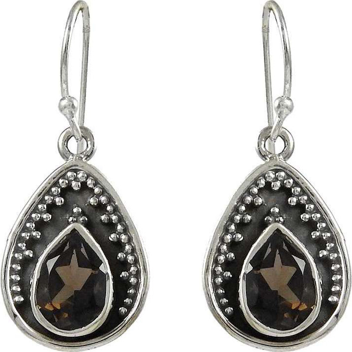 Classy Design!! 925 Sterling Silver Smoky Quartz Earrings