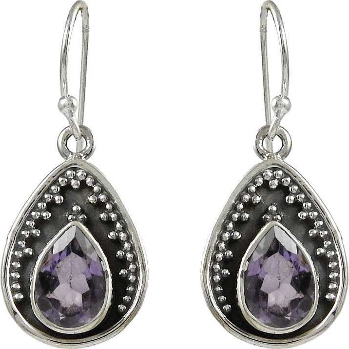 Big Secret Created 925 Sterling Silver Amethyst Earrings