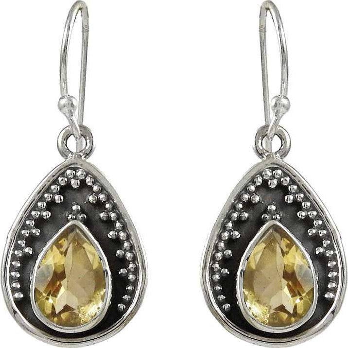 Attractive!! 925 Sterling Silver Citrine Earrings