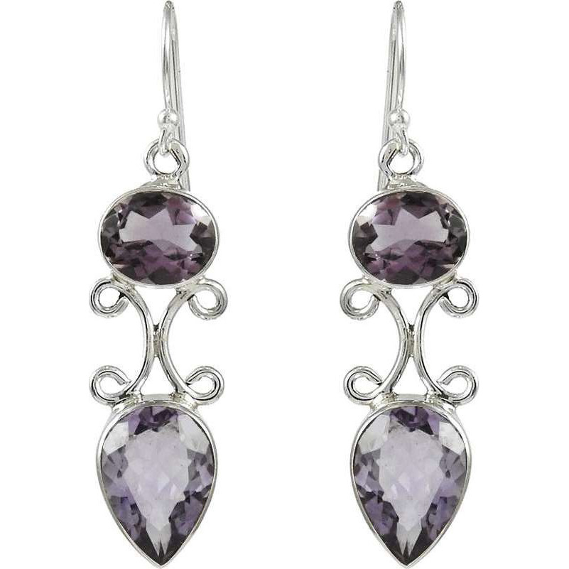 Elegant!! 925 Sterling Silver Amethyst Earrings