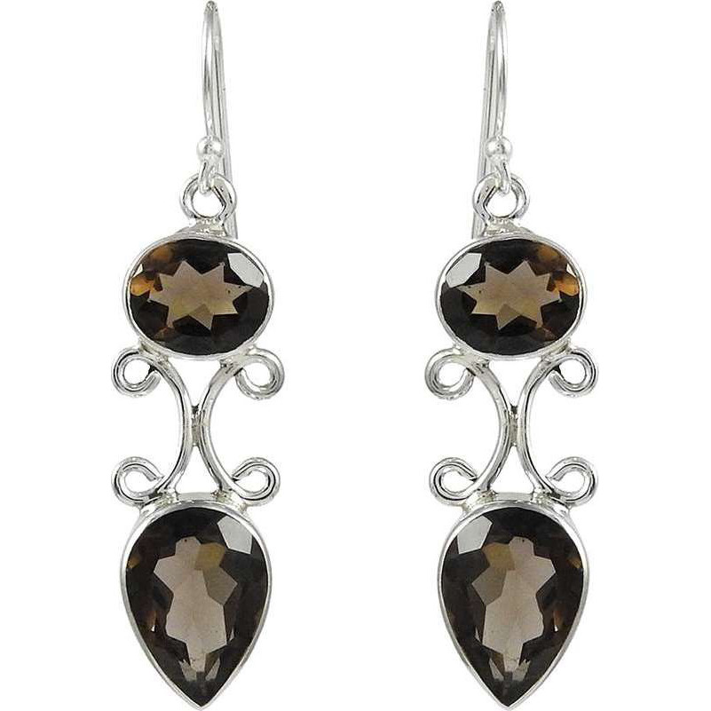 Favorite!! 925 Sterling Silver Smoky Quartz Earrings