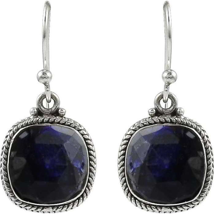 Interesting 925 Sterling Silver Blue Sapphire Earrings