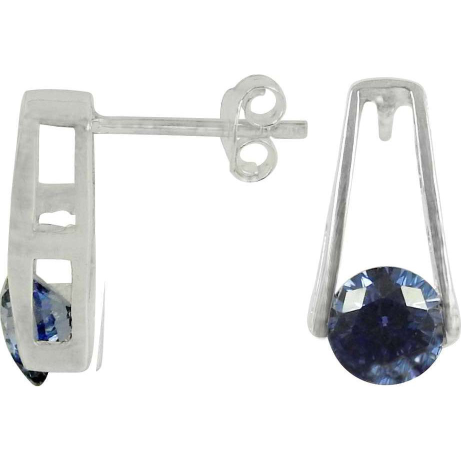 Well-Favoured Swiss Blue CZ Gemstone Sterling Silver Stud Earrings Jewelry