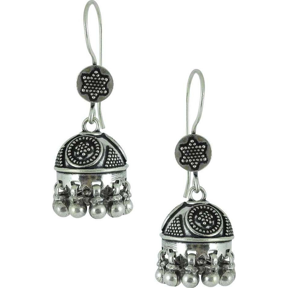 Bold Vintage Energetic 925 Sterling Silver Jhumki