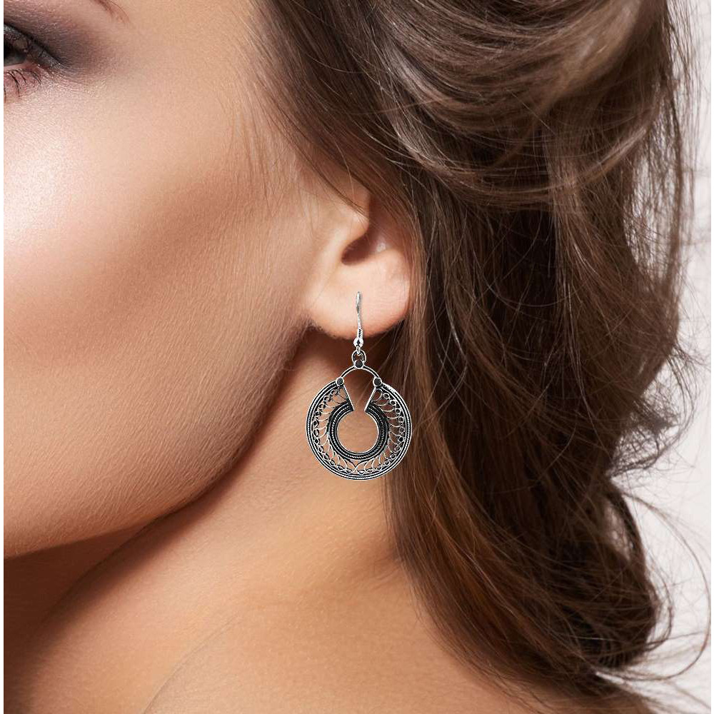 Excellent !! Oxidized 925 Sterling Silver Earrings