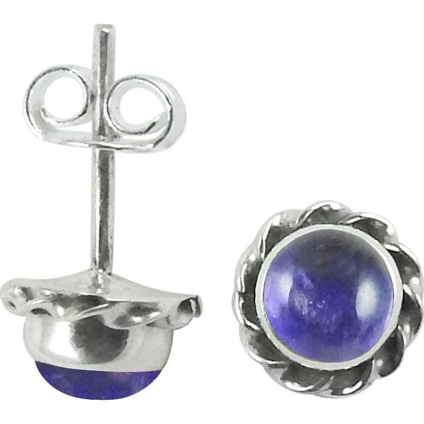 Sightly ! Amethyst Gemstone Sterling Silver Stud Earrings Jewelry