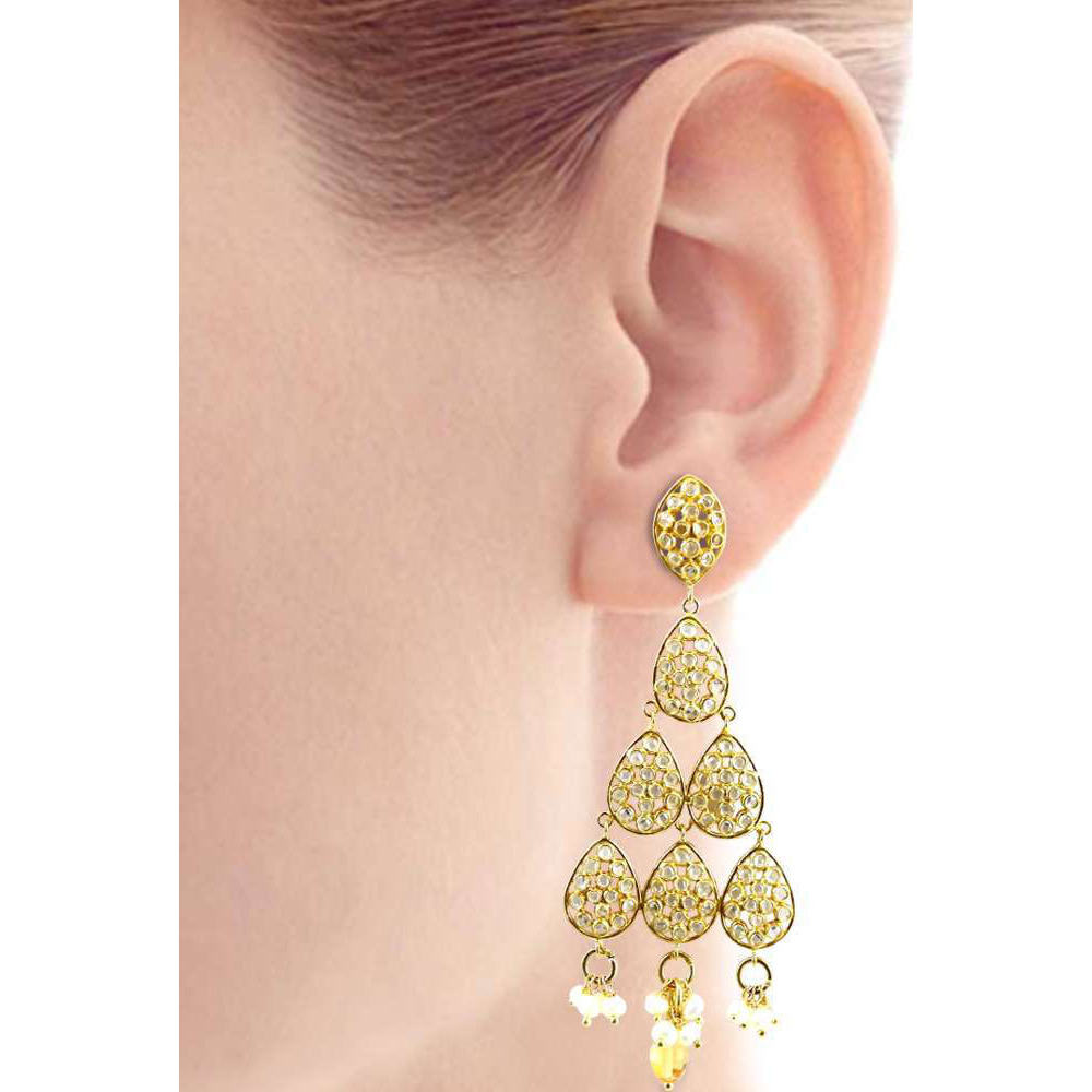 Jumbo Fantastic  Pearl, White CZ, Citrine 925 Sterling Silver Earrings