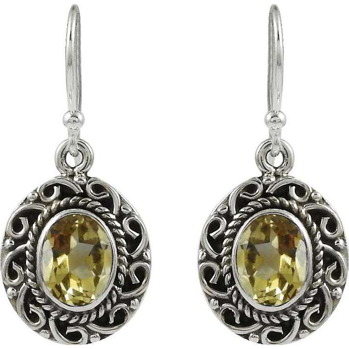 High Work Quality!! 925 Sterling Silver Citrine Earrings