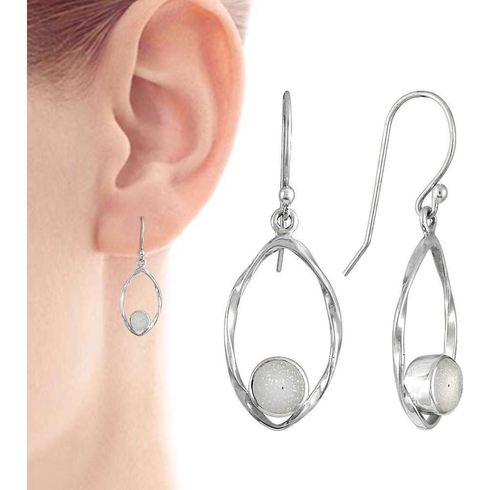 Abstract 925 Sterling Silver Druzy Earrings