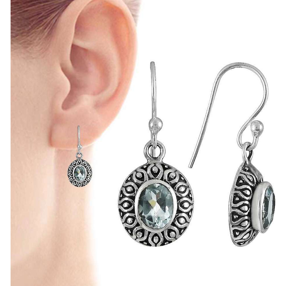 Blooming Garden 925 Sterling Silver Blue Topaz Earrings