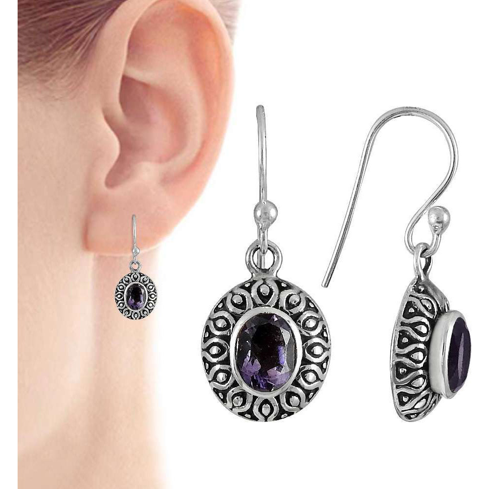Bright Side 925 Sterling Silver Amethyst Earrings