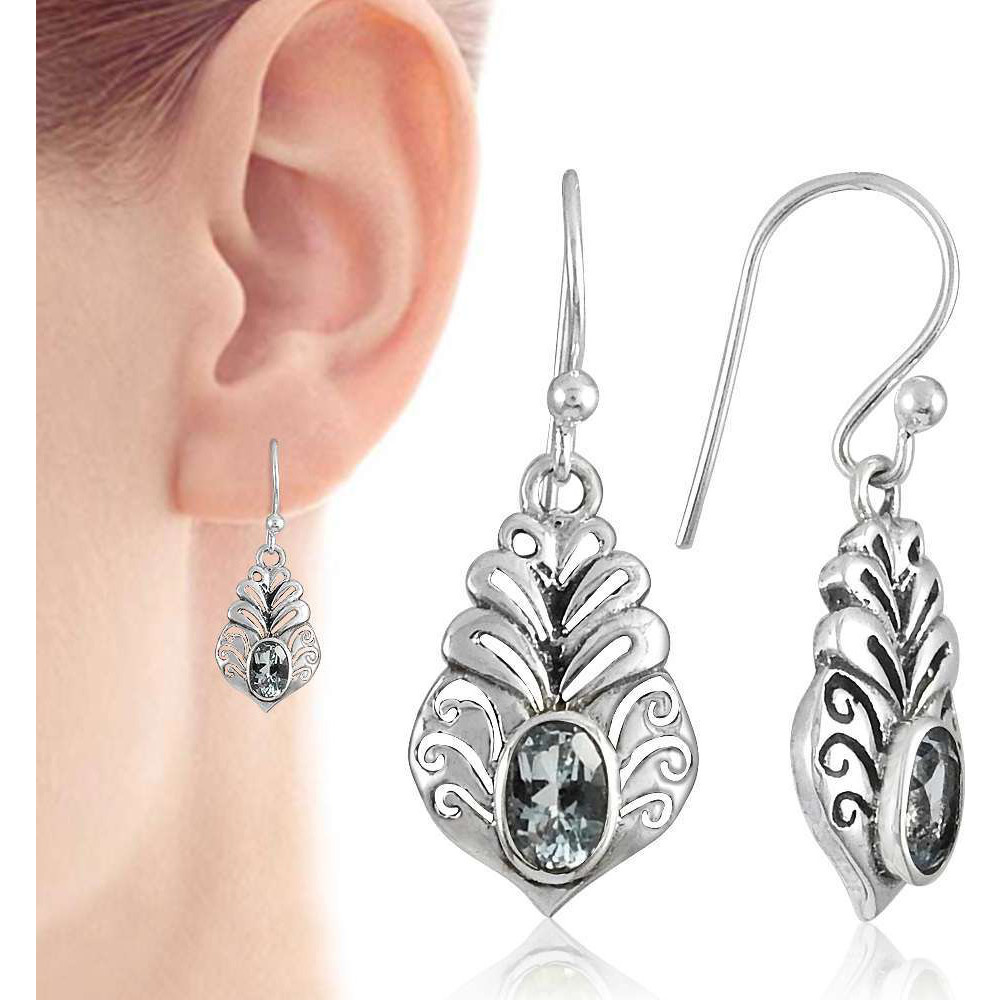 Chunky 925 Sterling Silver Blue Topaz Earrings