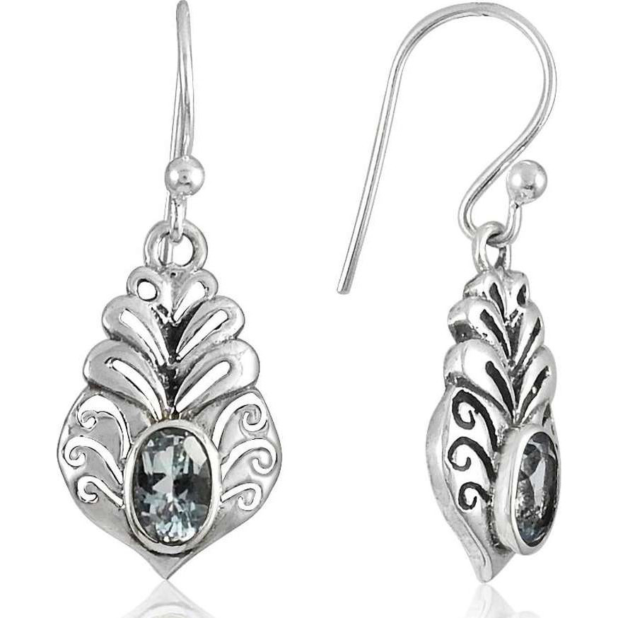 Chunky!! 925 Sterling Silver Blue Topaz Earrings