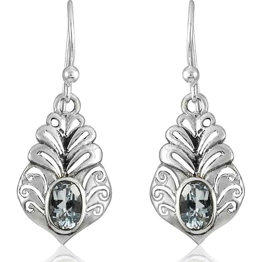 Chunky 925 Sterling Silver Blue Topaz Earrings