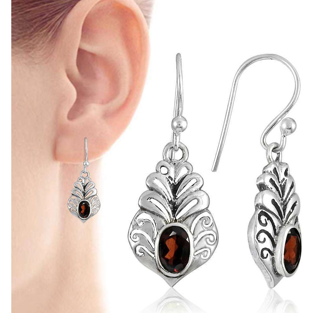 Circle Of Hope 925 Sterling Silver Garnet Earrings