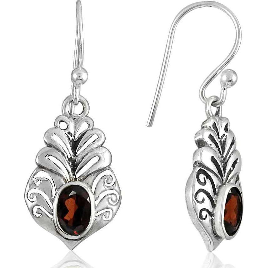 Circle Of Hope!! 925 Sterling Silver Garnet Earrings