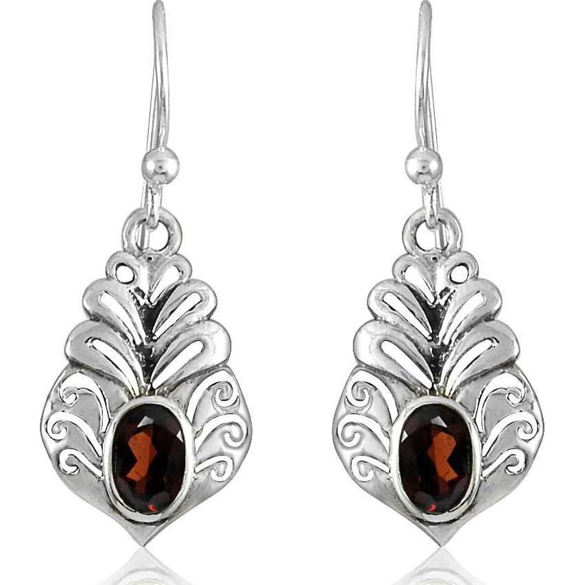 Circle Of Hope 925 Sterling Silver Garnet Earrings