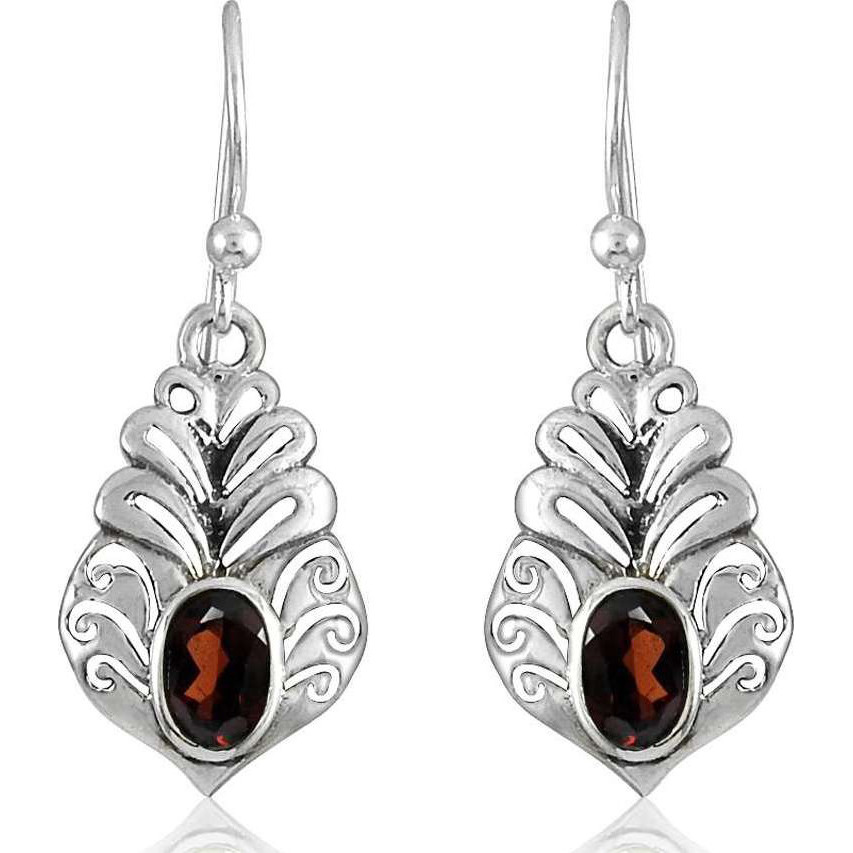 Circle Of Hope!! 925 Sterling Silver Garnet Earrings