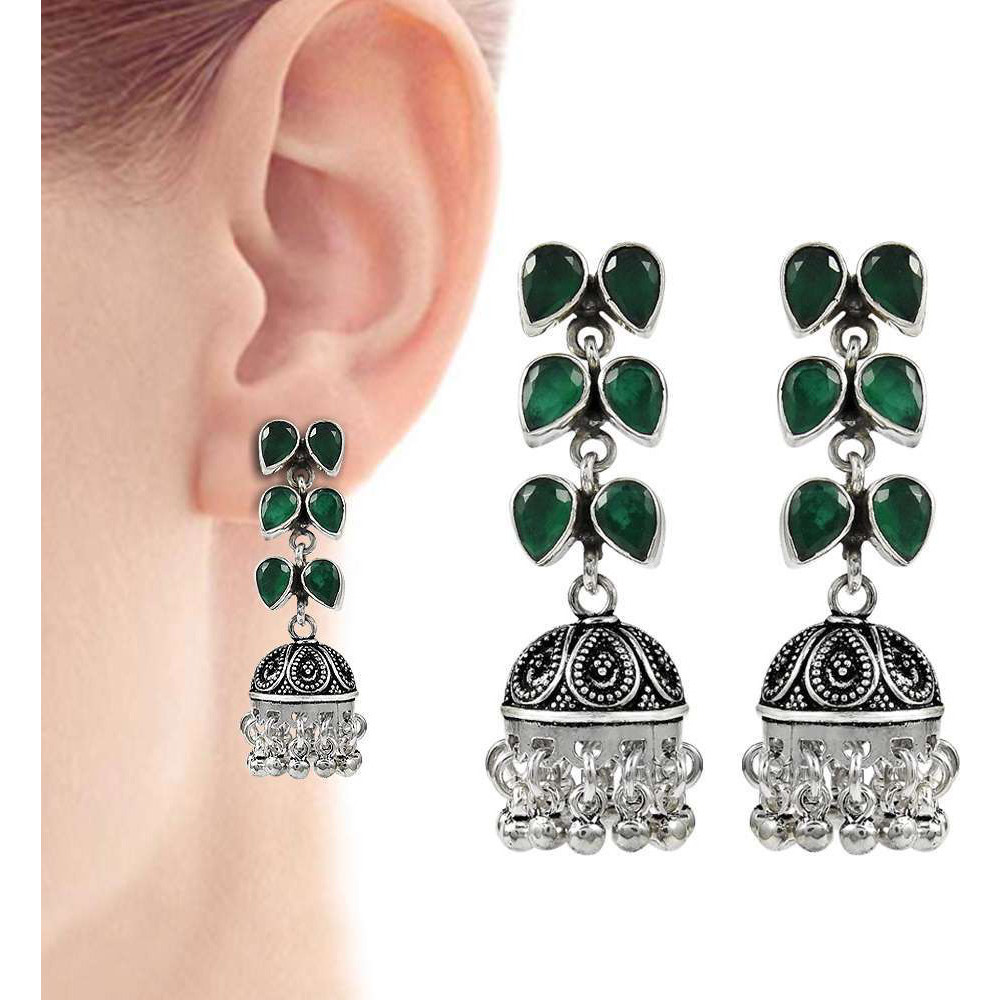 Fashion Design !! 925 Sterling Silver Green Onyx Earrings