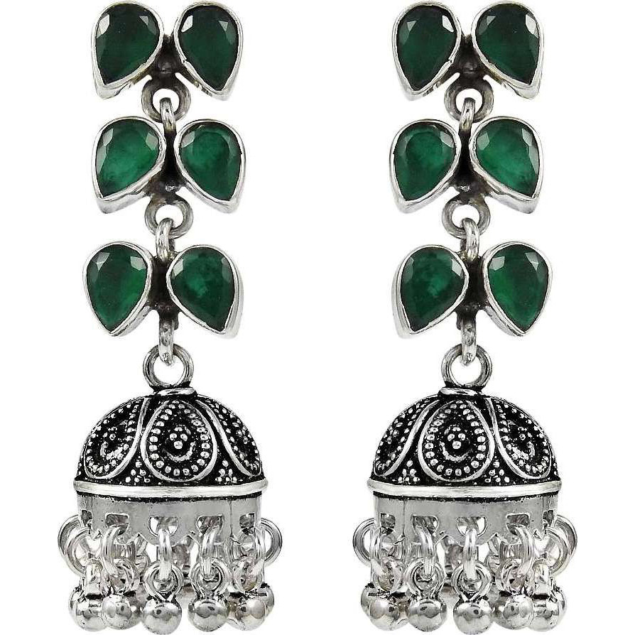 Fashion Design !! 925 Sterling Silver Green Onyx Earrings