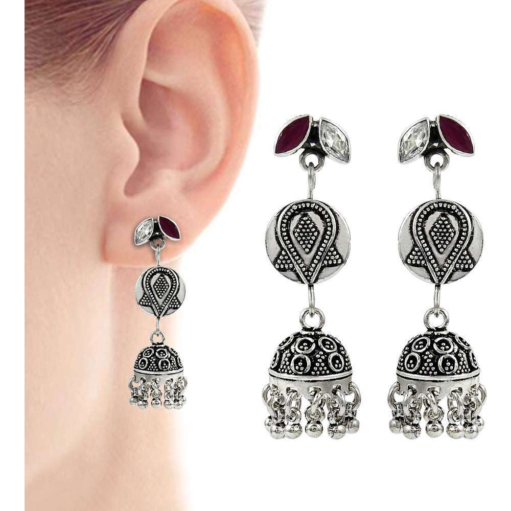 Maya Freedom  925 Sterling Silver White CZ, Ruby Earrings