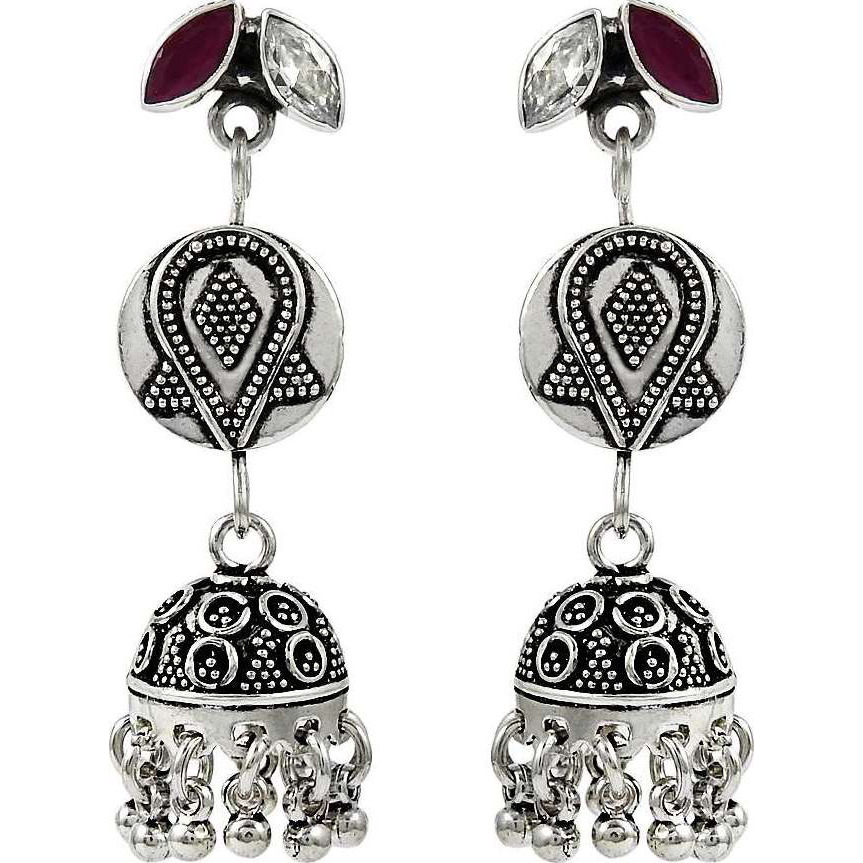 Maya Freedom  925 Sterling Silver White CZ, Ruby Earrings