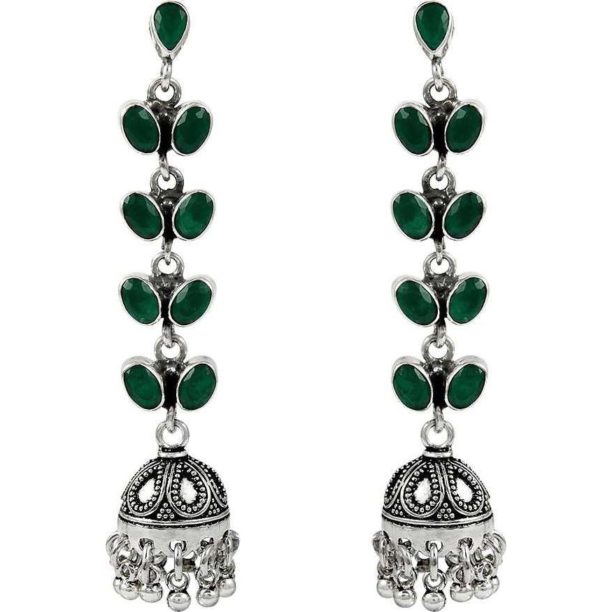 Great Creation  925 Sterling Silver Green Onyx Earrings