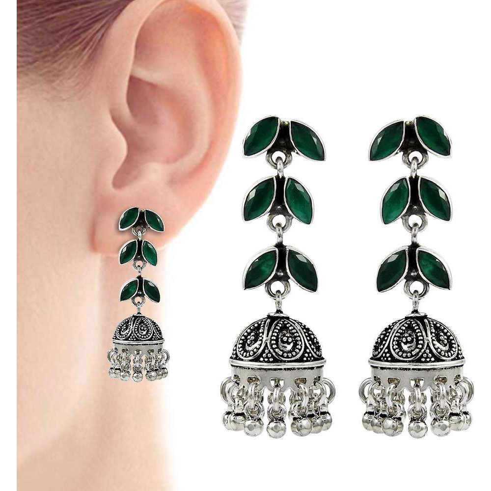 Royal Color  925 Sterling Silver Green Onyx Earrings