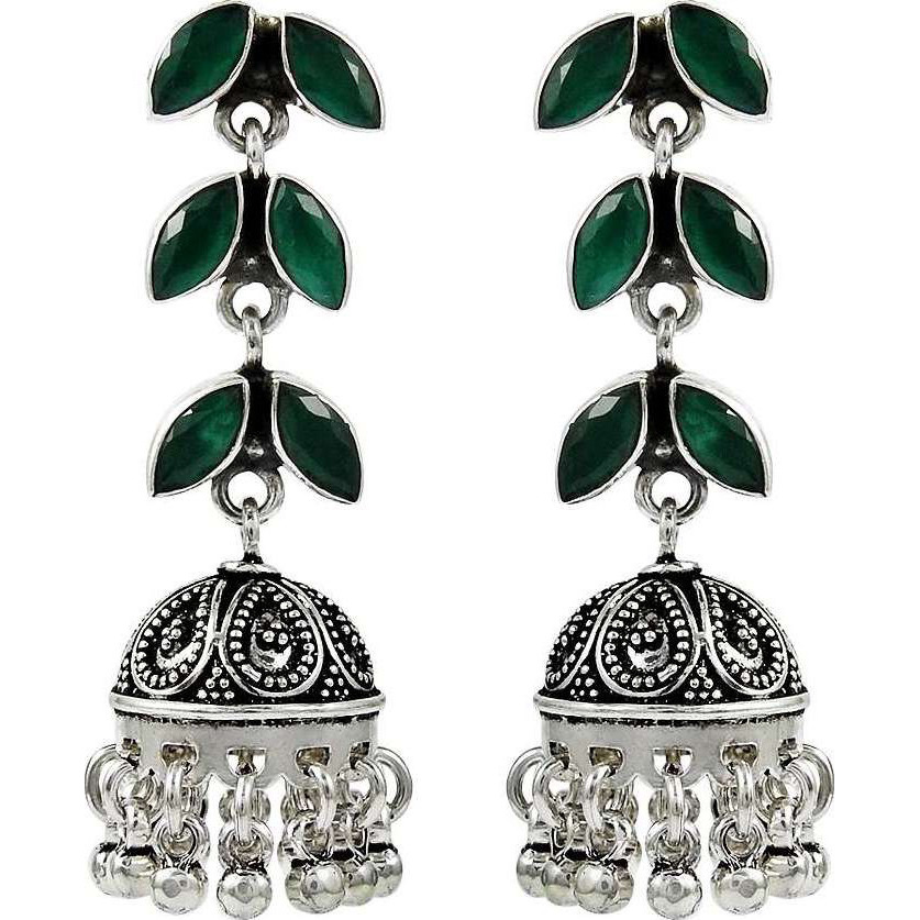 Royal Color  925 Sterling Silver Green Onyx Earrings