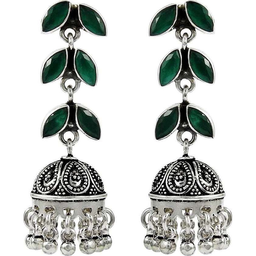 Royal Color !! 925 Sterling Silver Green Onyx Earrings