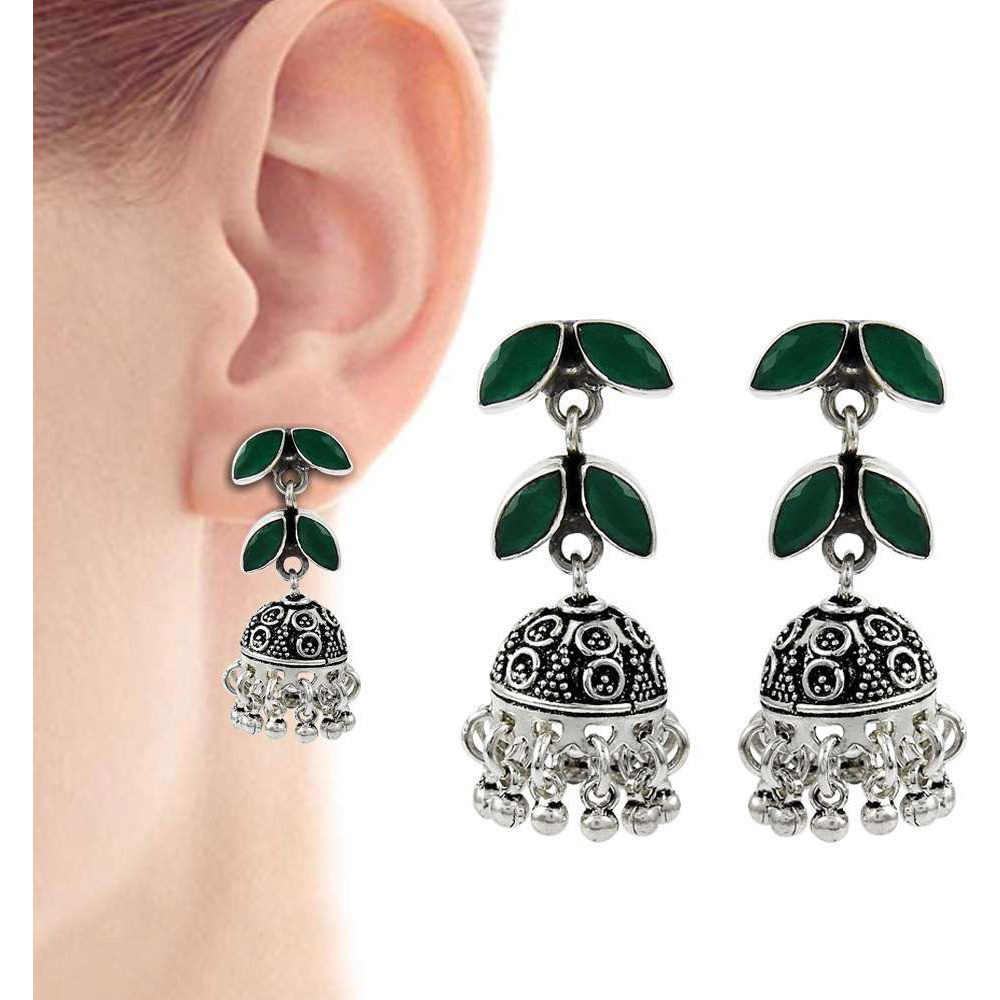 Modern Style  925 Sterling Silver Green Onyx Earrings