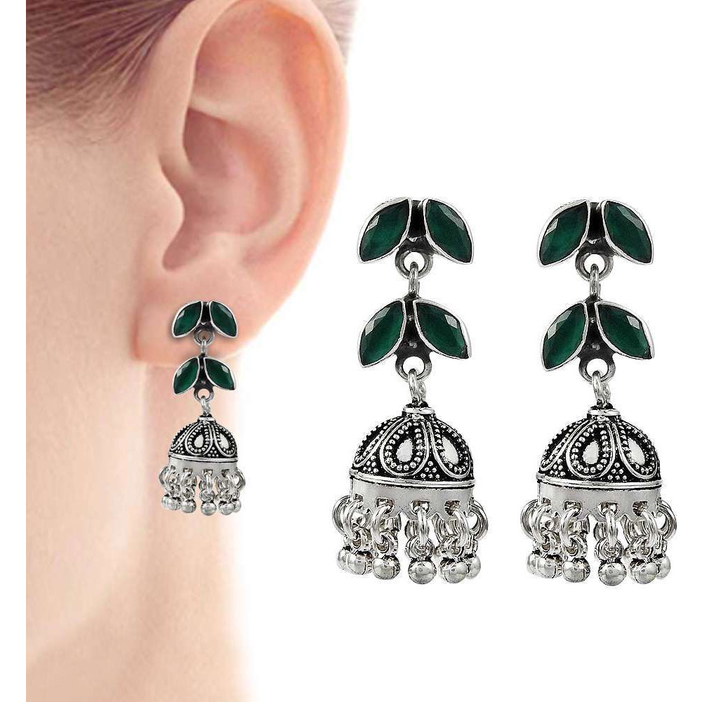 Fine  925 Sterling Silver Green Onyx Earrings