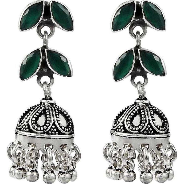 Fine  925 Sterling Silver Green Onyx Earrings