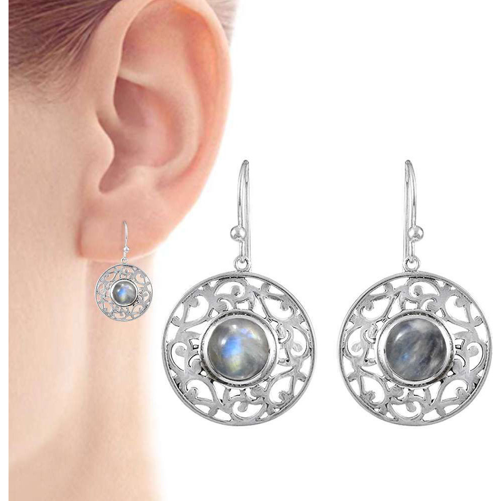 So In Love ! 925 Sterling Silver Rainbow Moonstone Earrings