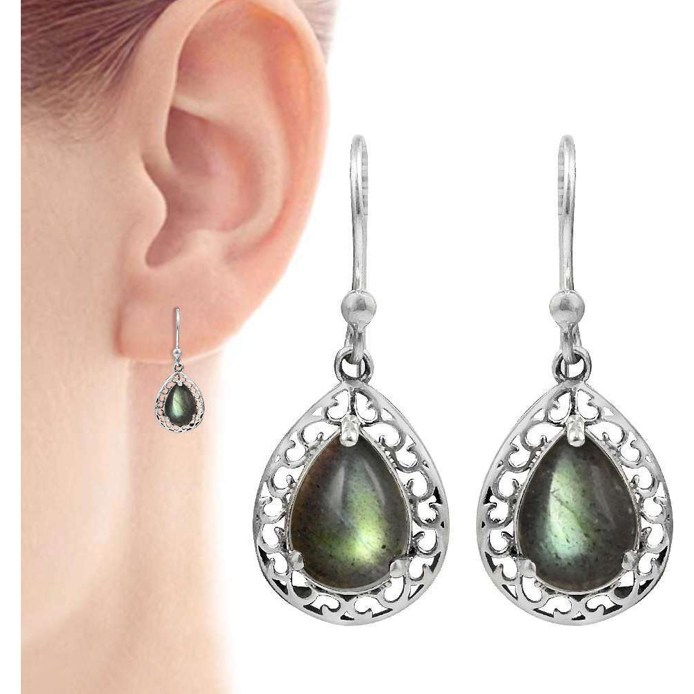 Franqipani Queen  925 Sterling Silver Blue Labradorite Earrings