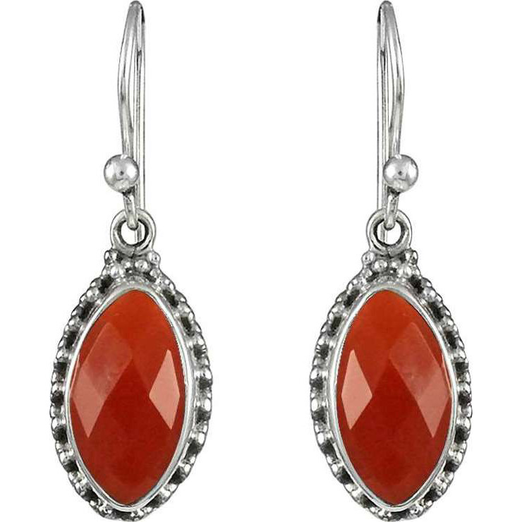 Beauty in Queen 925 Sterling Silver Carnelian Earrings