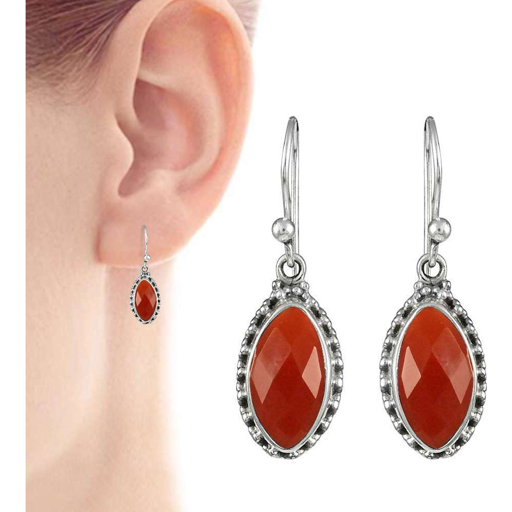 Beauty in Queen 925 Sterling Silver Carnelian Earrings