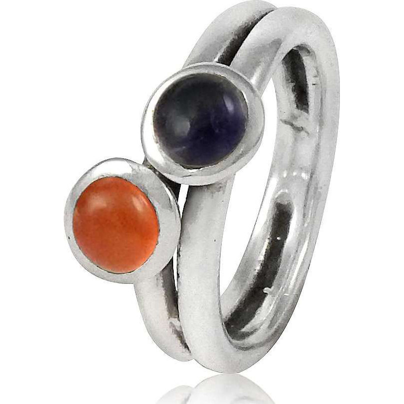 Pale Beauty 925 Sterling Silver Amethyst, Carnelian Ring
