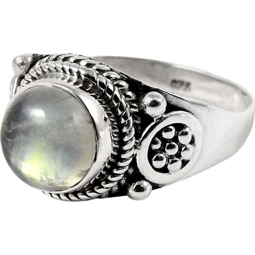 Jumbo Fantastic 925 Sterling Silver Rainbow Moonstone Ring