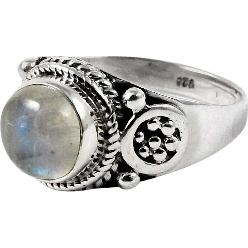 Gorgeous Design 925 Sterling Silver Rainbow Moonstone Ring