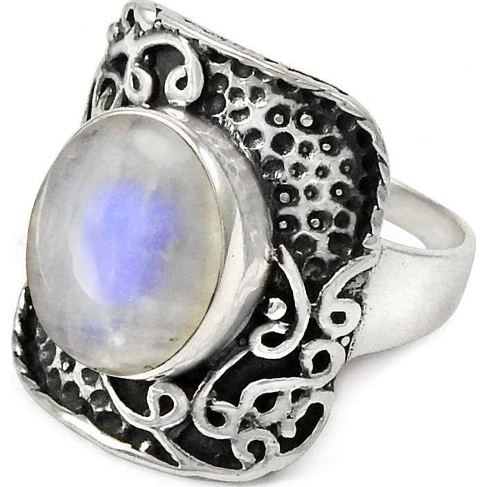 Stylish Design 925 Sterling Silver Rainbow Moonstone Ring
