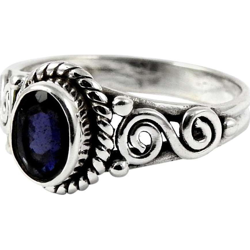 Big Excellent 925 Sterling Silver Iolite Ring